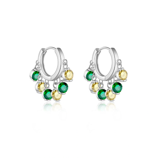 Starlight Grove Sterling Silver Hoop Dangle Earrings