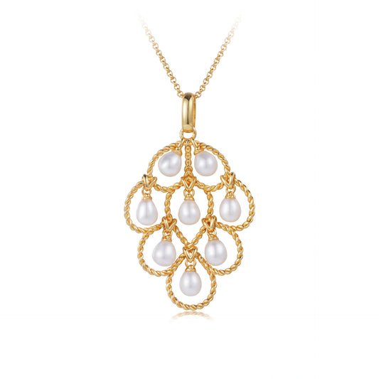 Freshwater Pearl Flower Pendant Necklace