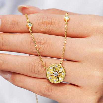 The Starlight Compass Moissanite 14K Gold Necklace