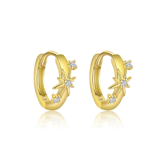 Starlit Twist Ear Stack 18K Gold Huggie Hoop Earrings