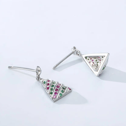 Christmas Tree Star Sterling Silver Drop Earrings