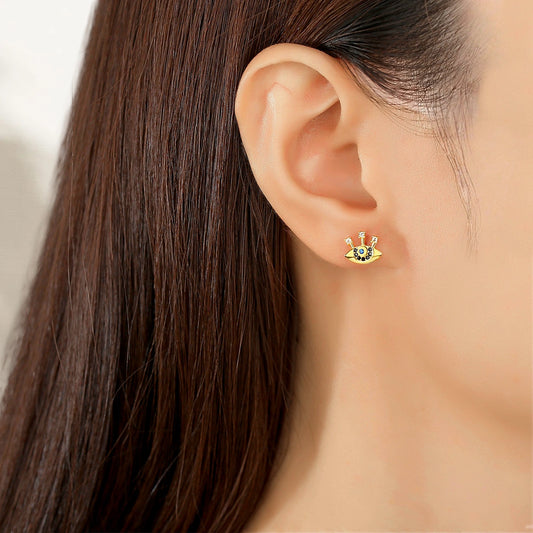18K Gold Evil Eye Stud Earrings