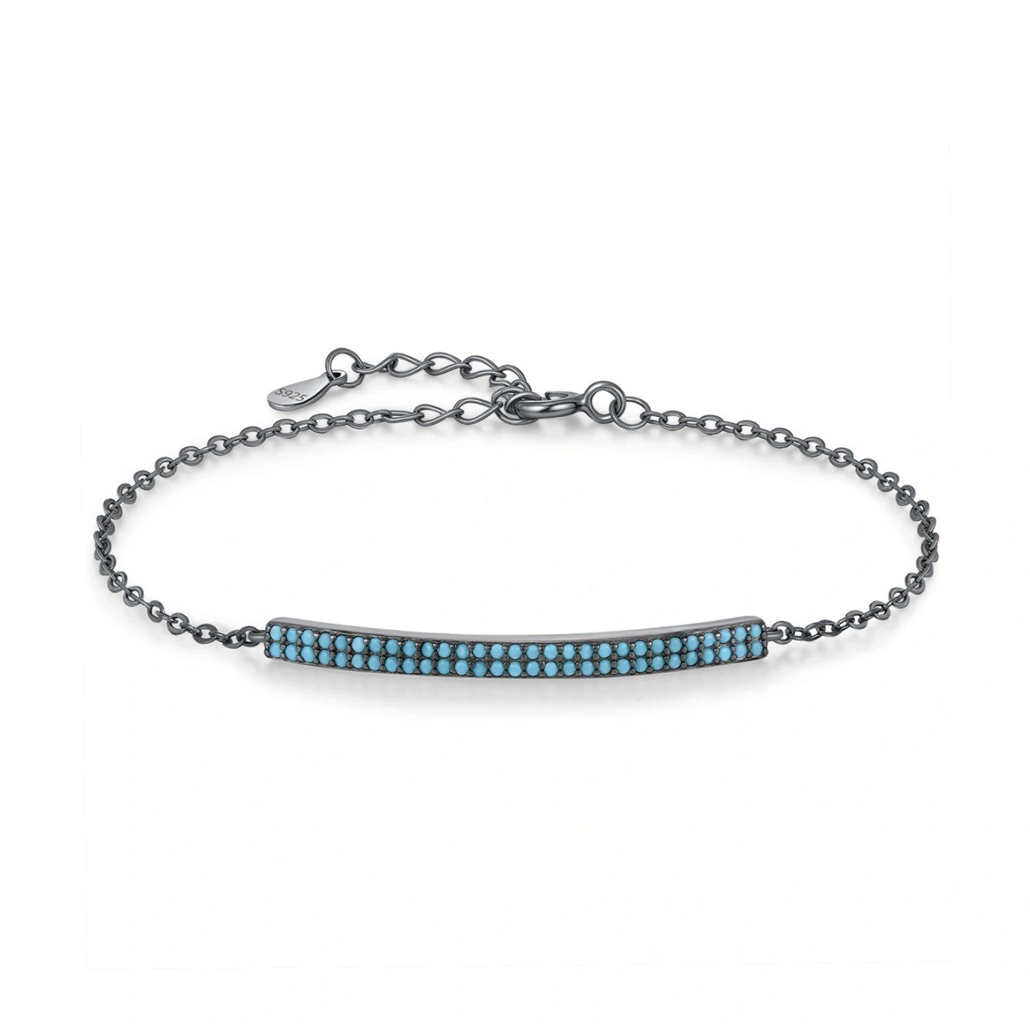 Black-Tone Turquoise Bar Bracelet