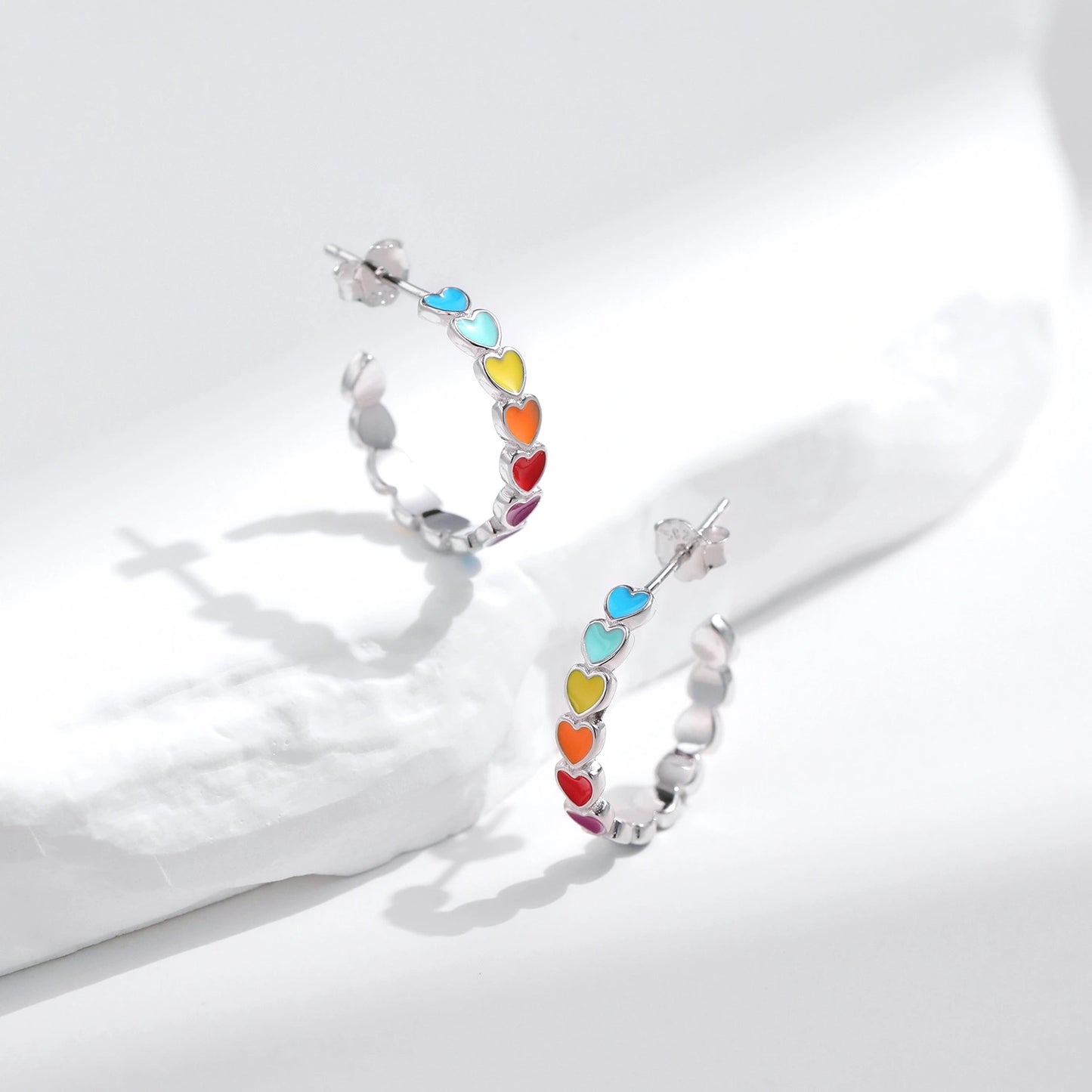 Rainbow Wishes Enamel Hoop Earrings