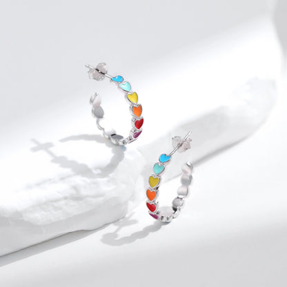 Rainbow Wishes Enamel Hoop Earrings