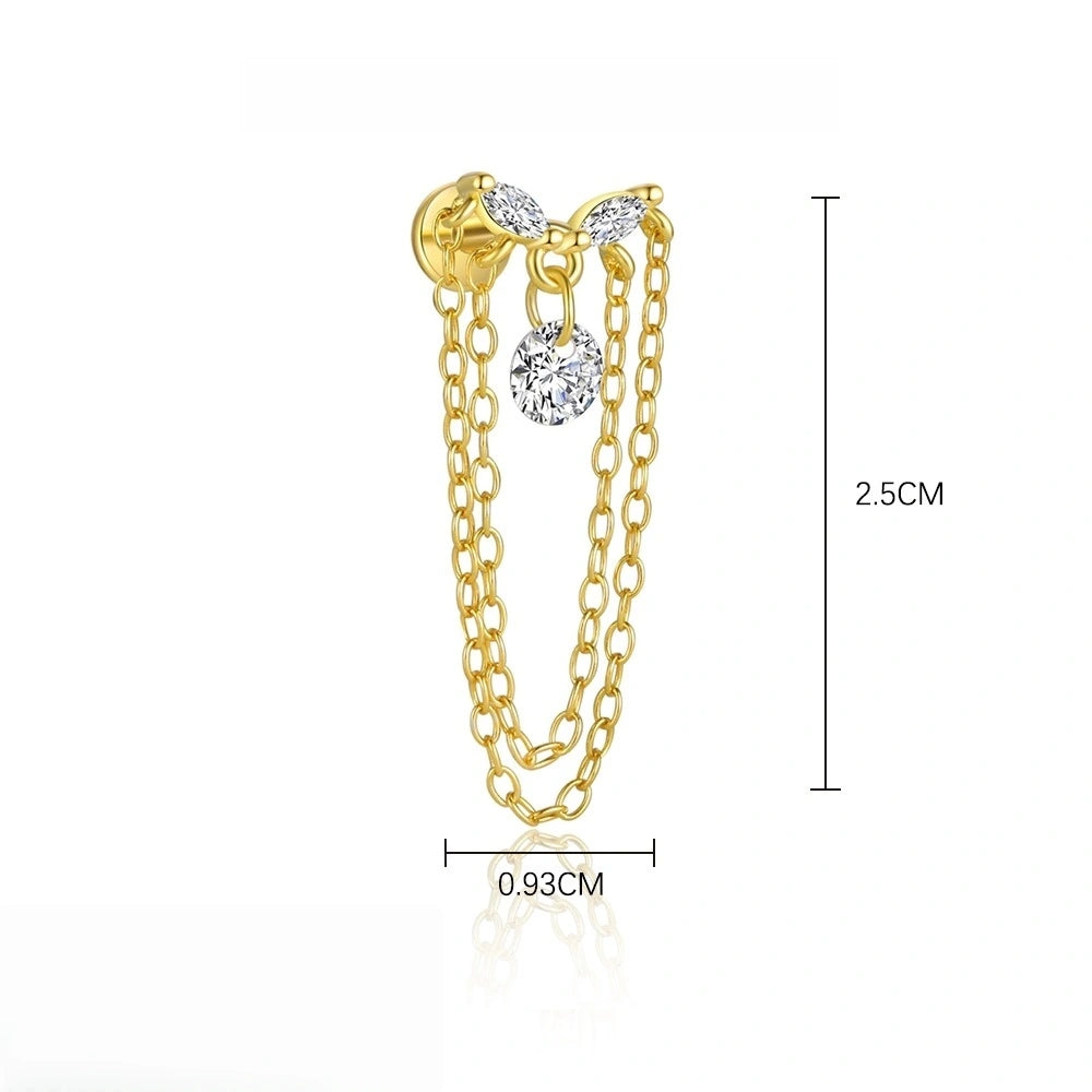 Starlit Veil Chains Ear Stack 18K Gold Earrings