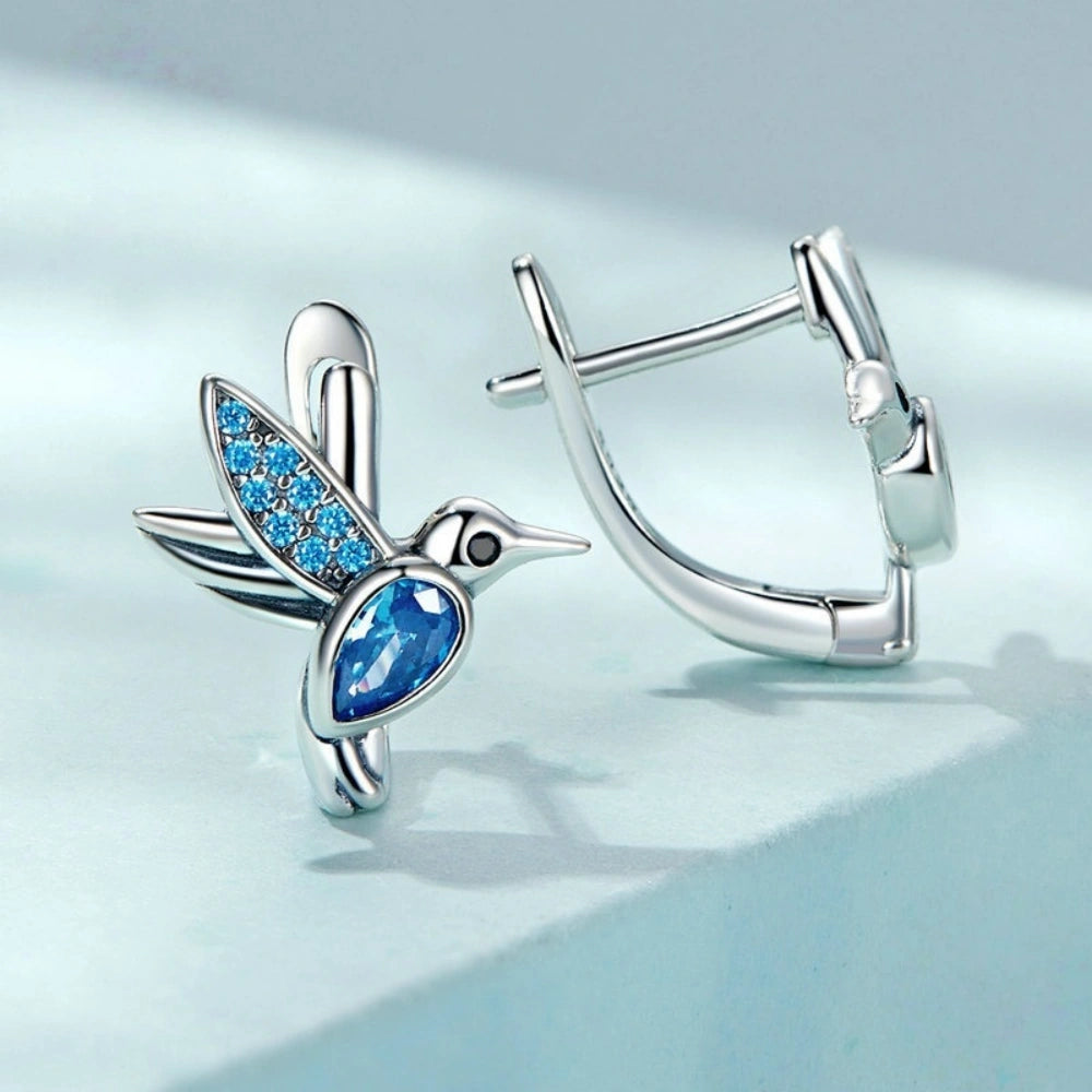 Hummingbird Huggie Hoop Earrings