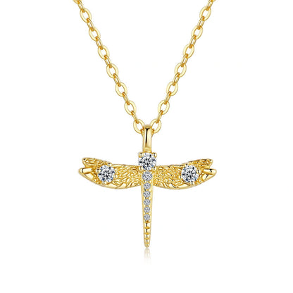 14K Golde Wings Moissanite Dragonfly Necklace