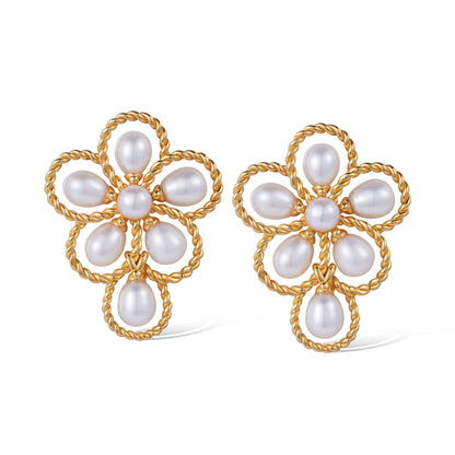 Freshwater Pearl Flower Earrings