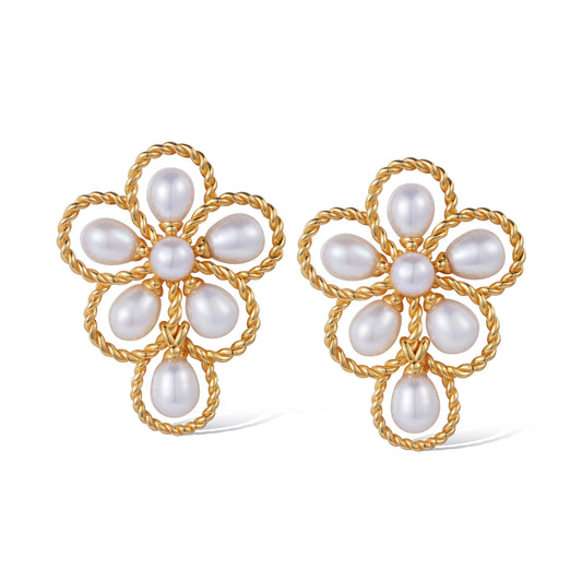 Freshwater Pearl Flower Earrings