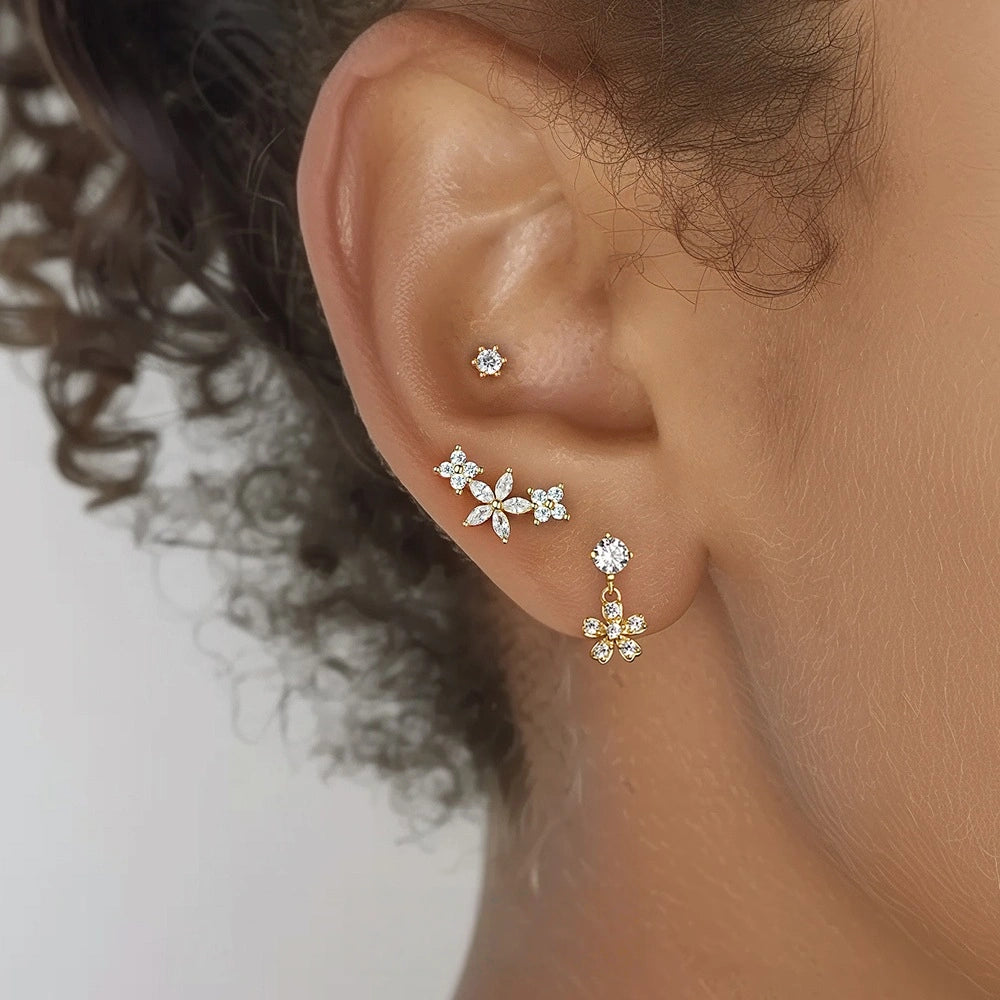 Eternal Blossom Ear Stack Set 18K Gold Earrings