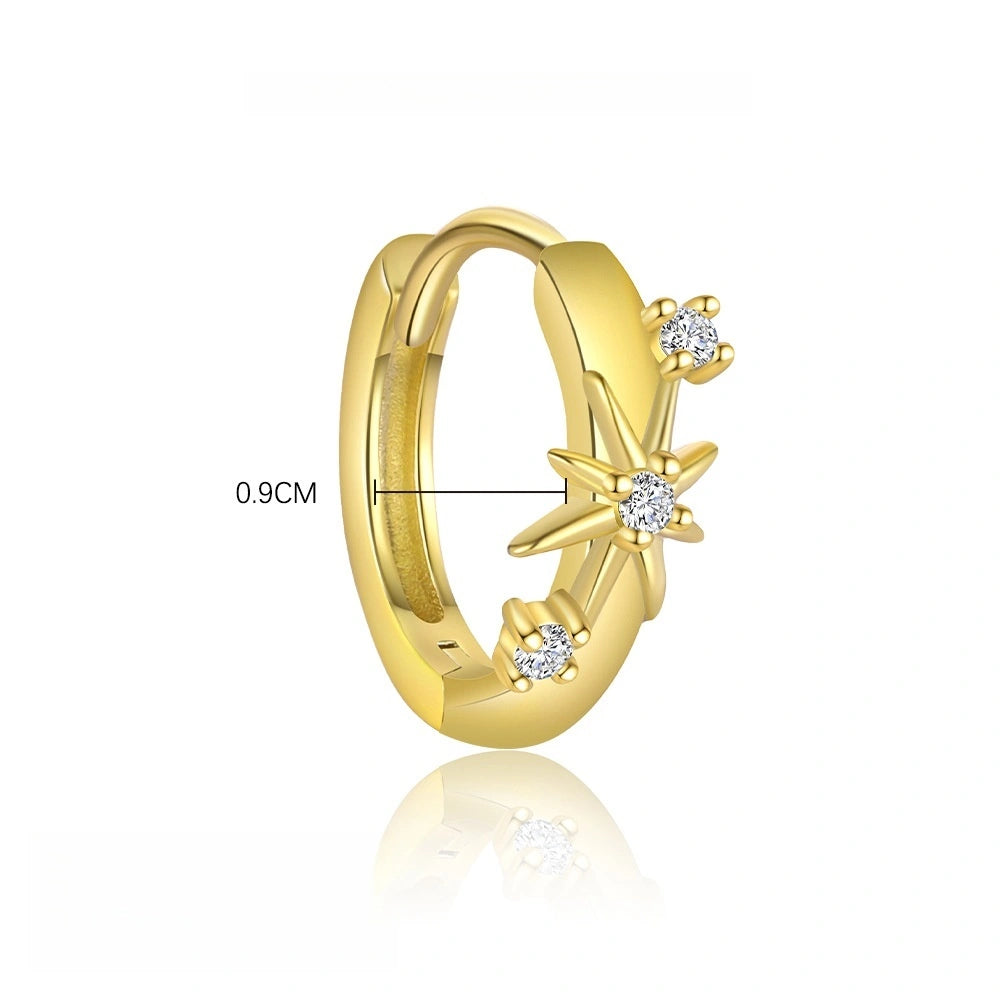 Starlit Twist Ear Stack 18K Gold Huggie Hoop Earrings