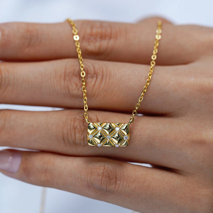 The Lucky Sugar Cube 14K Gold Moissanite Necklace