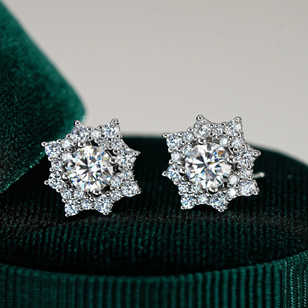 Eternal Sparkle Sterling Silver Moissanite Stud Earrings
