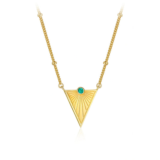 Sunrise Heart Emerald Triangle Necklace