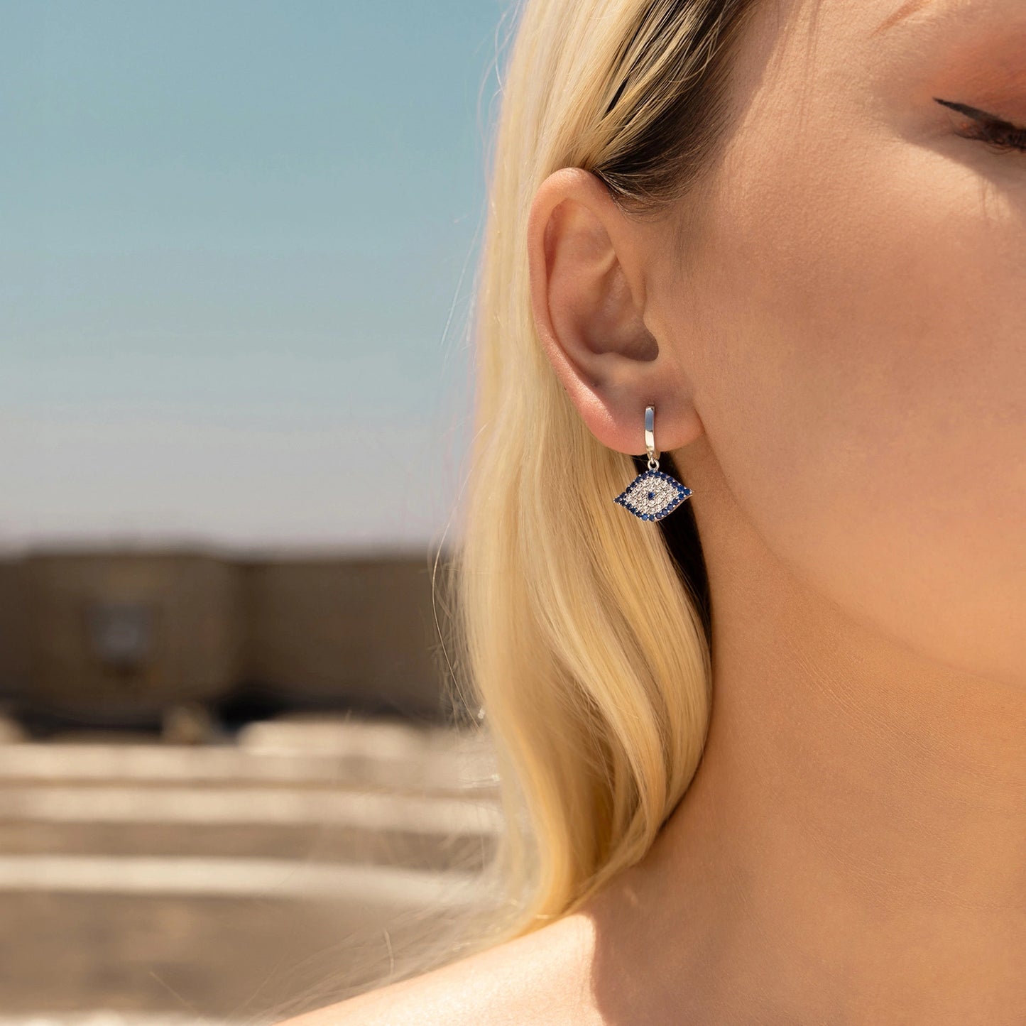 Mystic Guardian Collection —Eye of Clarity Sterling Silver Hoop Earrings