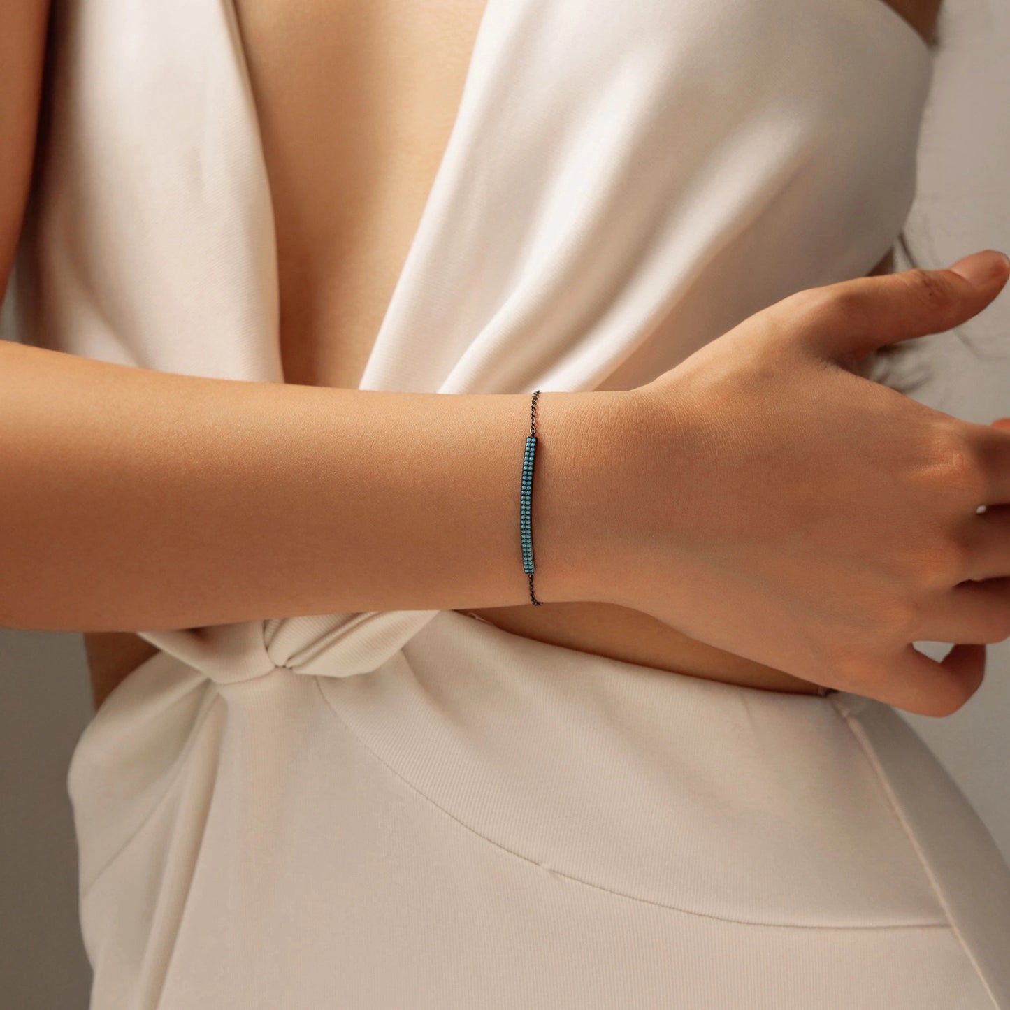 Black-Tone Turquoise Bar Bracelet