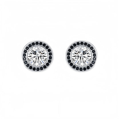 Black and White Halo Stud Earrings