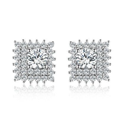 Square Halo Stud Earrings