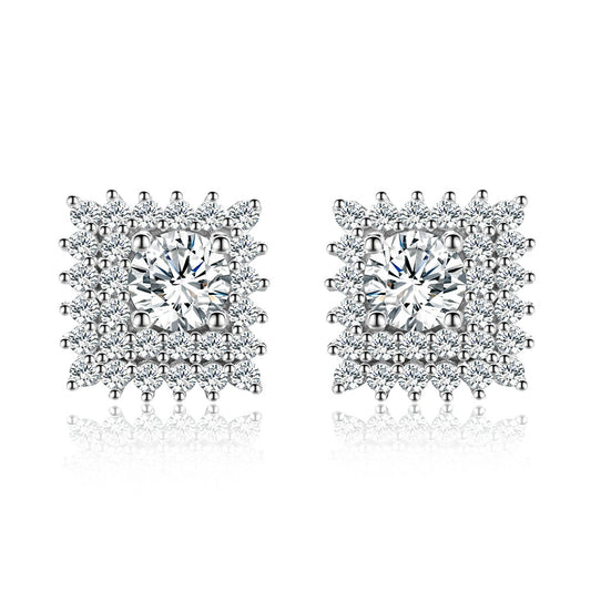 Celeste Square Sterling Silver Moissanite Stud Earrings