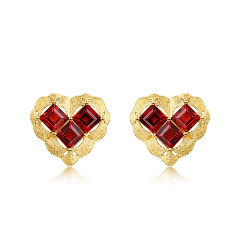 Wild Rose Heart Stud Earrings