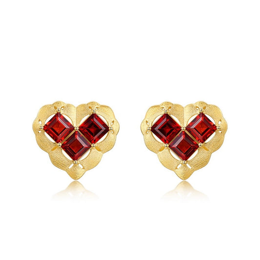 Wild Rose Heart Stud Earrings