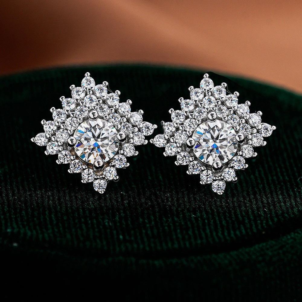 Celeste Square Sterling Silver Moissanite Stud Earrings