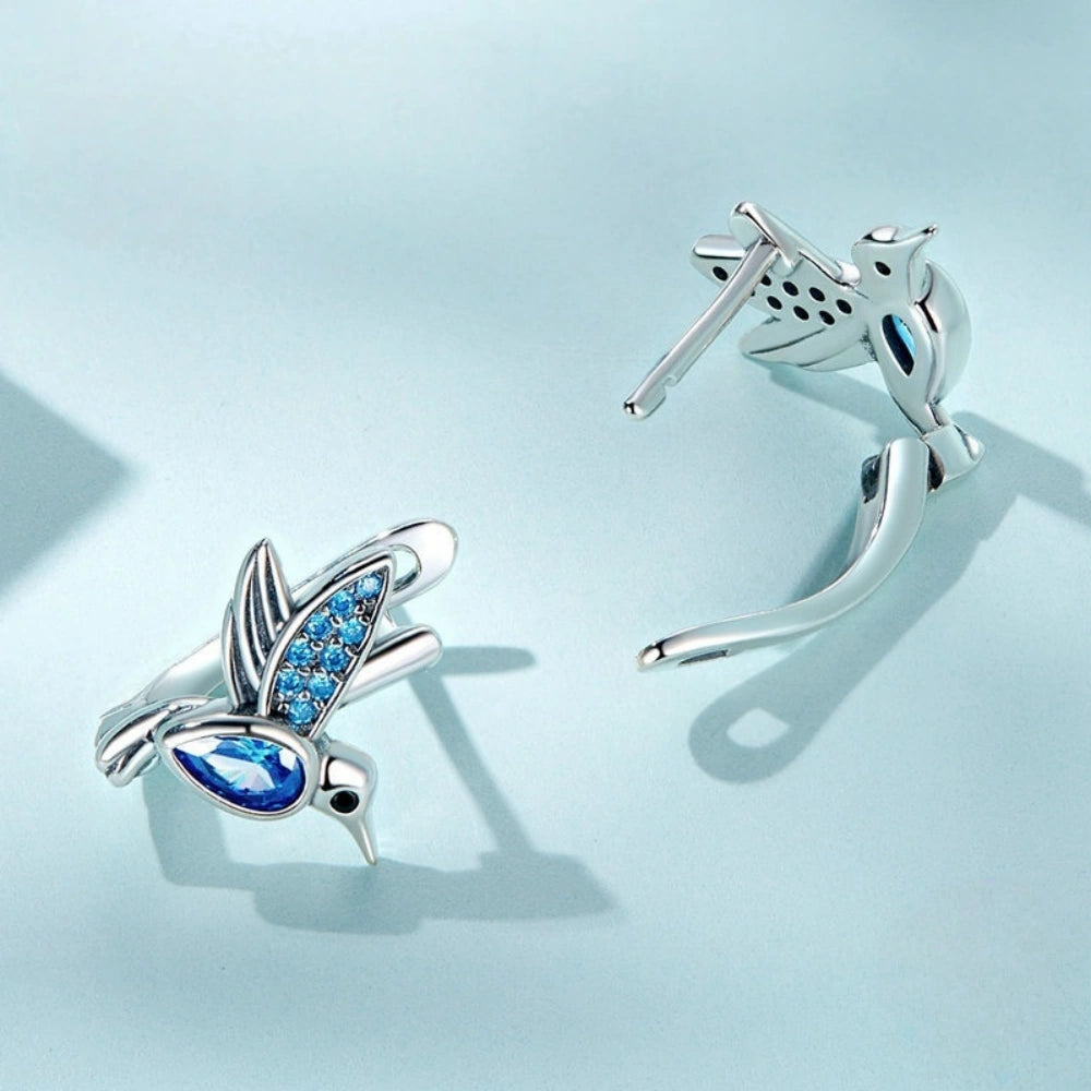 Hummingbird Huggie Hoop Earrings