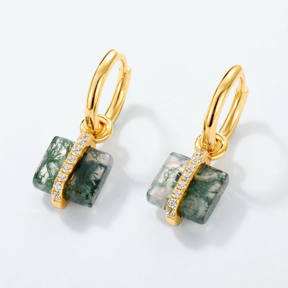 Moss Agate Dangle Earrings