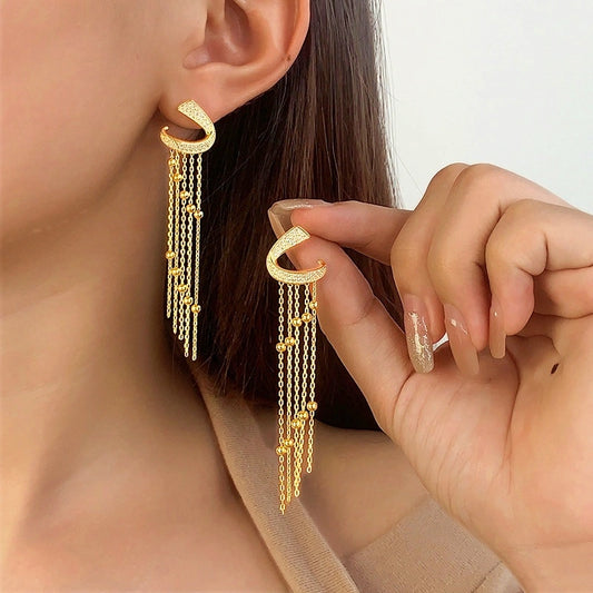 Starlight Fringe 18K Gold Dangle Earrings