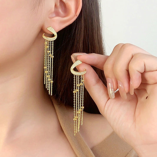 Starlight Cascade Sterling Silver Drop Earrings