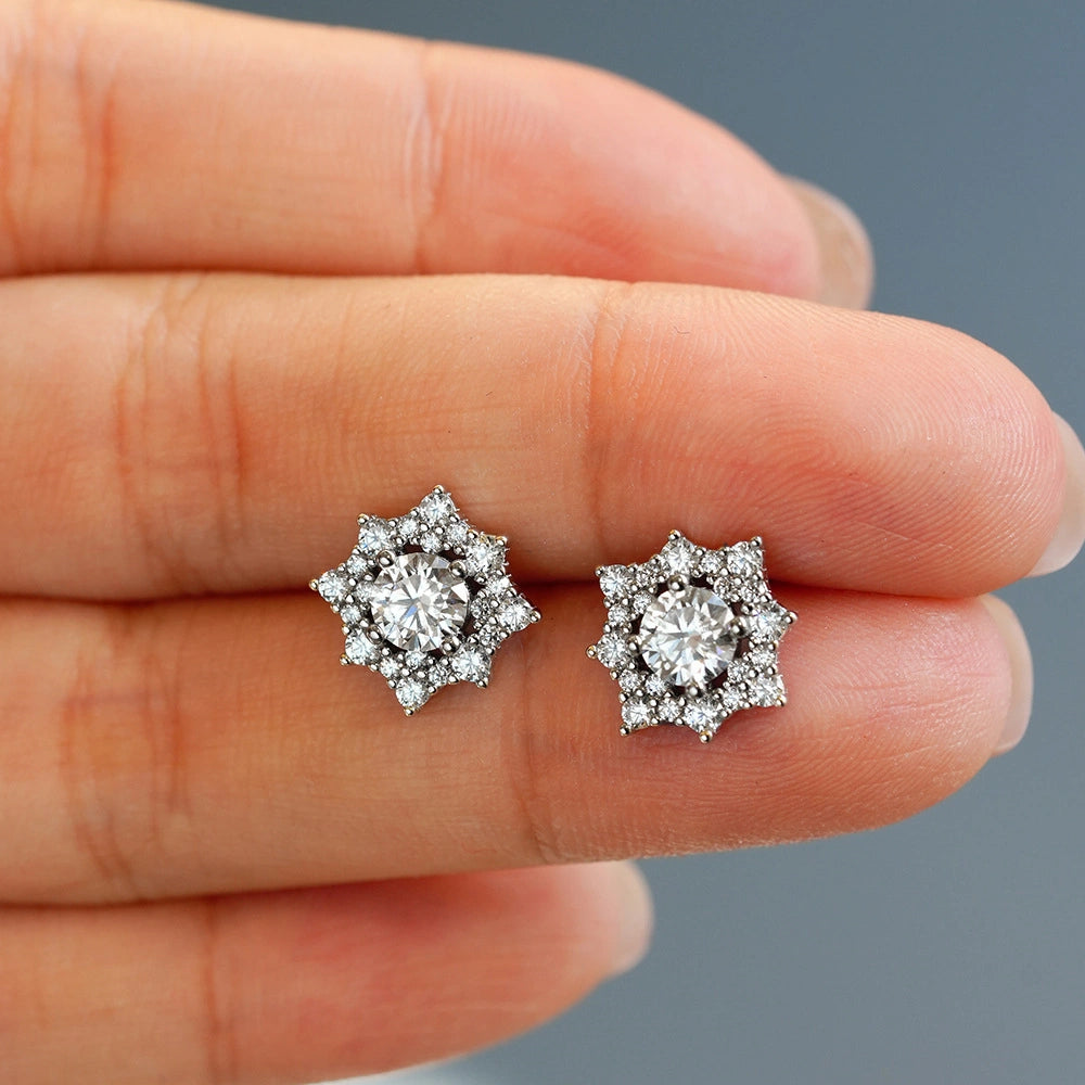Eternal Sparkle Sterling Silver Moissanite Stud Earrings