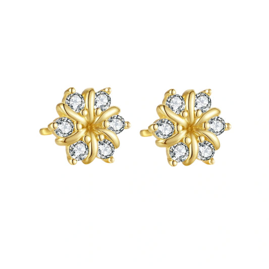 Golden Bloom Moissanite Sterling Silver Stud Earrings