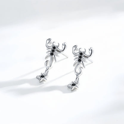 Scorpio Zodiac Sterling Silver Drop Earrings