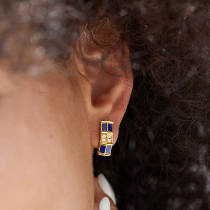 Lapis Lazuli and Geometry Bar Earrings