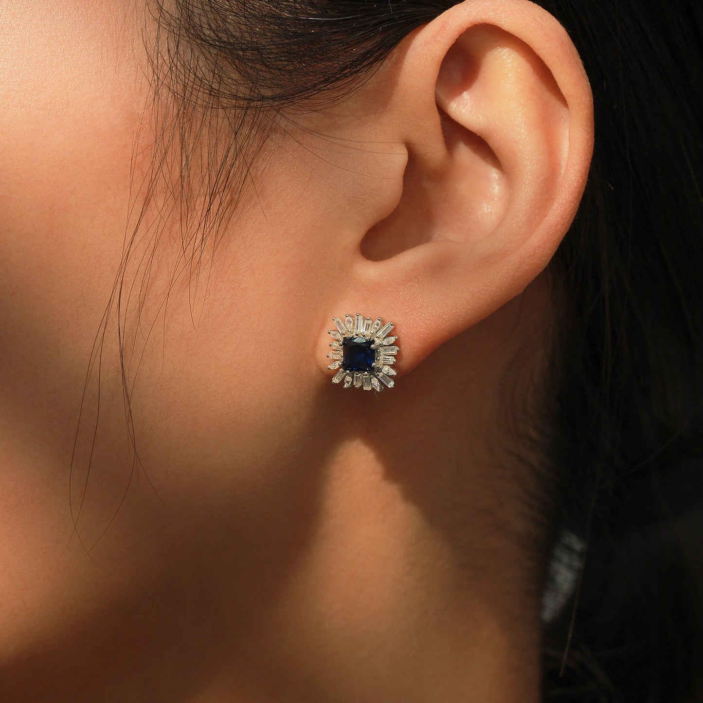 Starlit Bloom Sterling Silver Stud Earrings