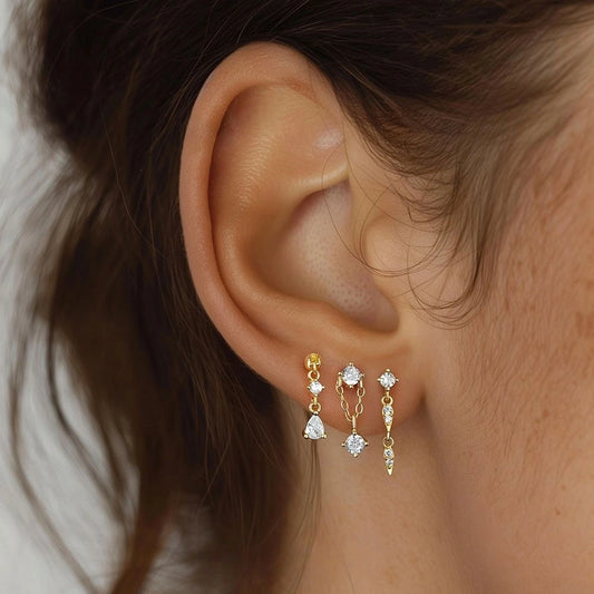 Twinkle Stacks 18K Gold Drop Earrings