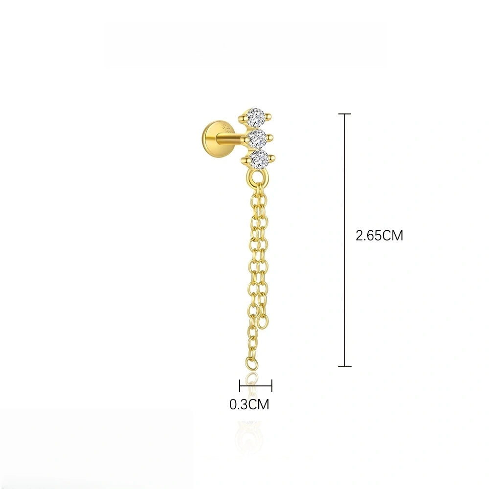 Starlit Veil Chains Ear Stack 18K Gold Earrings