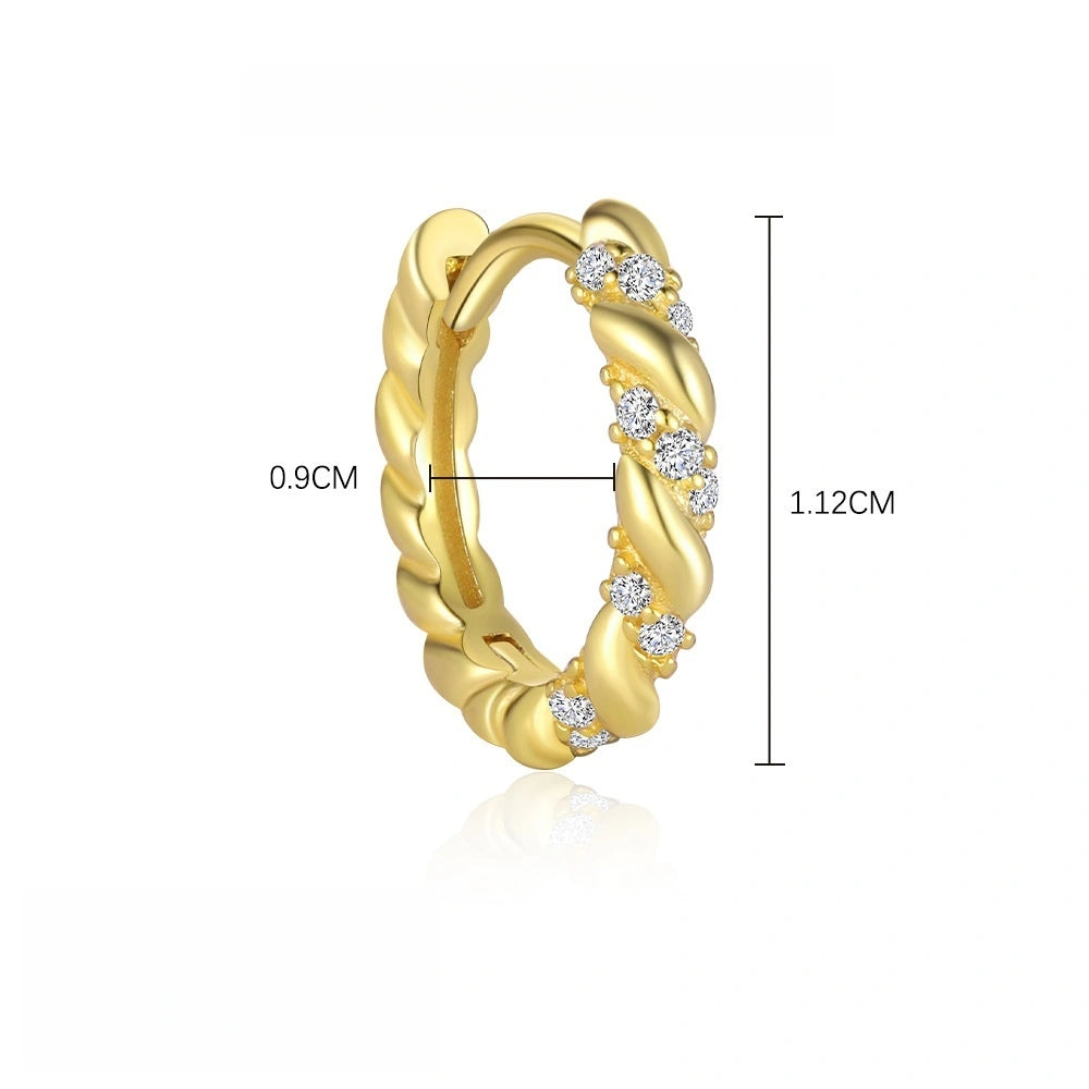 Starlit Twist Ear Stack 18K Gold Huggie Hoop Earrings