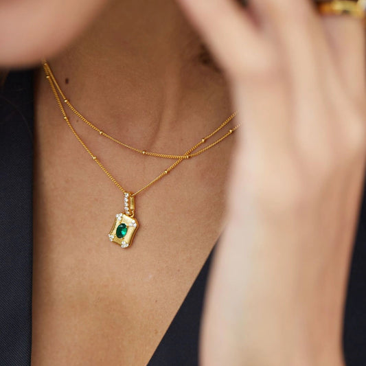 Vintage Window Emerald Necklace