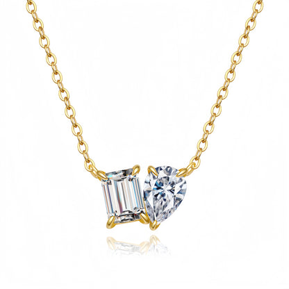 Twin Flame 14K Gold Moissanite Necklace