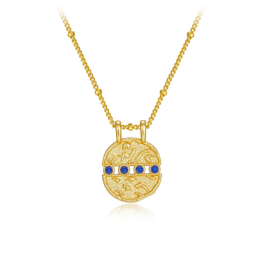 Vintage Azure Galaxy Disc Necklace