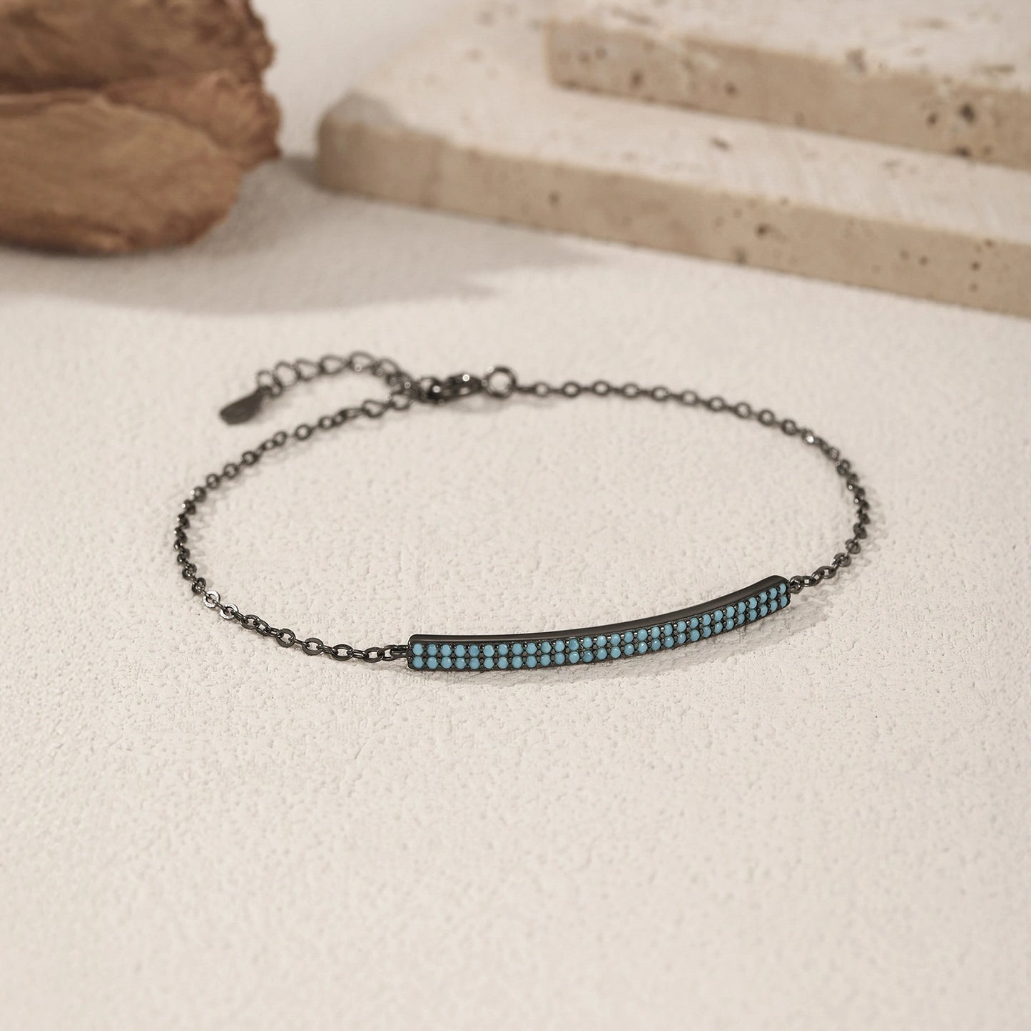 Black-Tone Turquoise Bar Bracelet