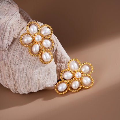 Freshwater Pearl Flower Earrings