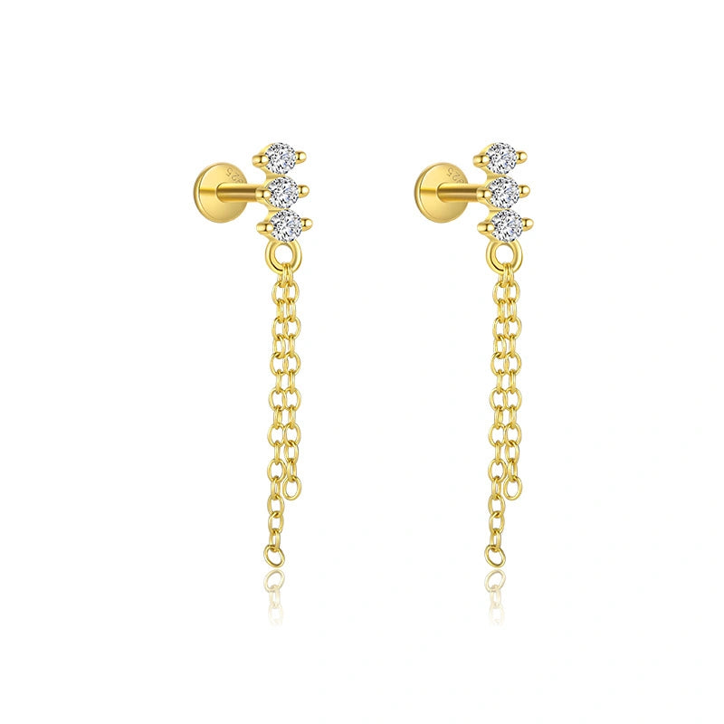 Starlit Veil Chains Ear Stack 18K Gold Earrings