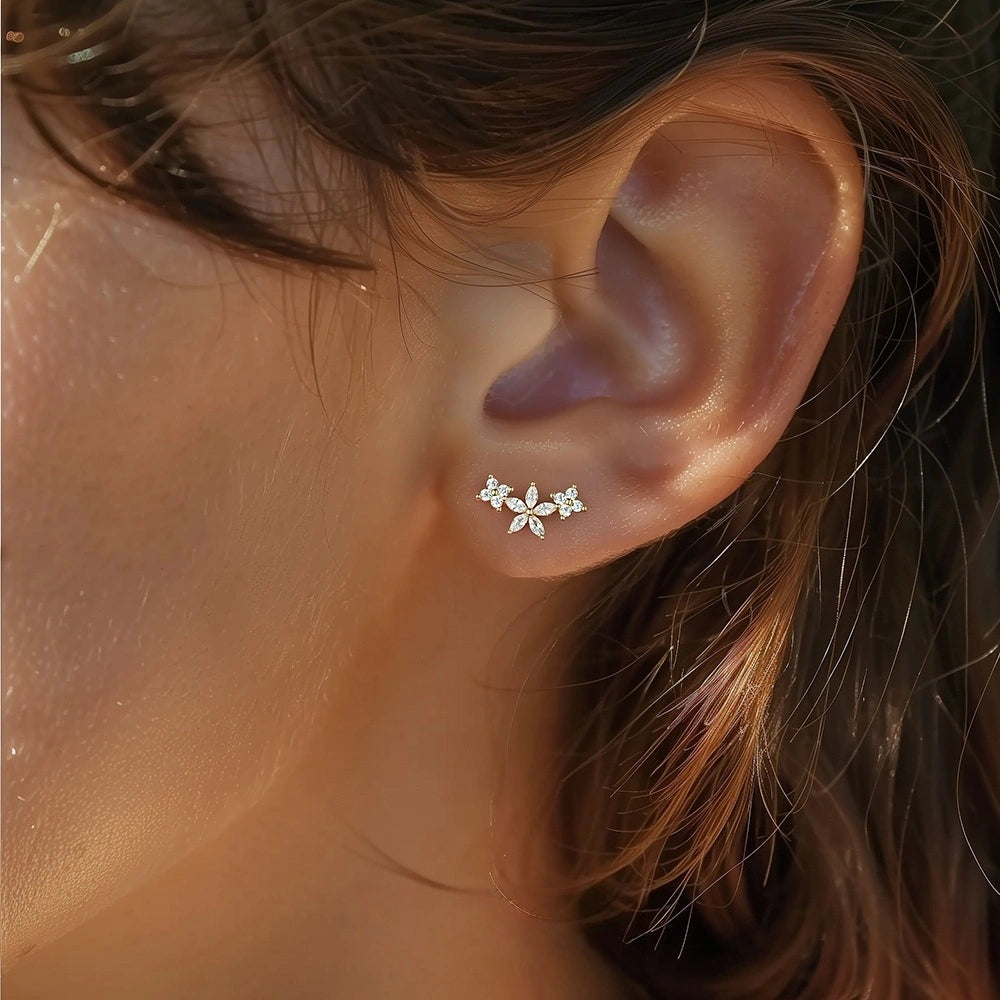 Eternal Blossom Ear Stack Set 18K Gold Earrings