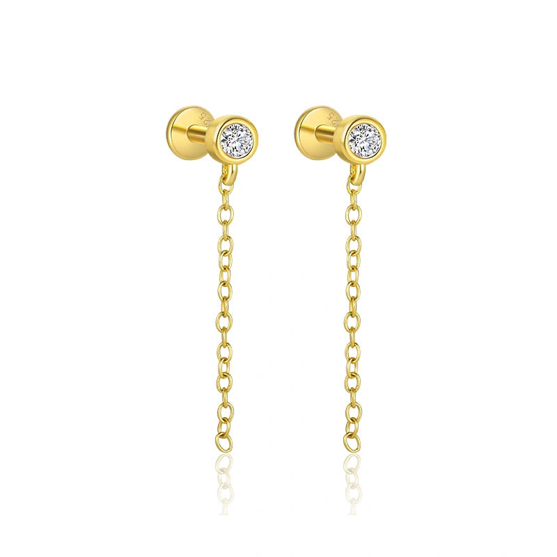 Starlit Veil Chains Ear Stack 18K Gold Earrings
