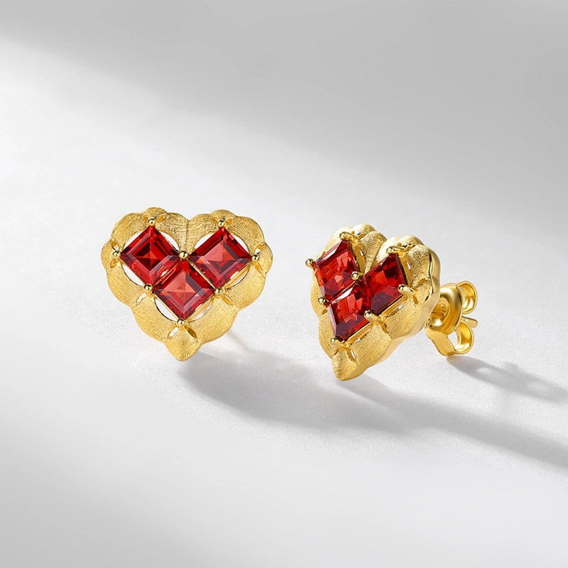 Wild Rose Heart Stud Earrings