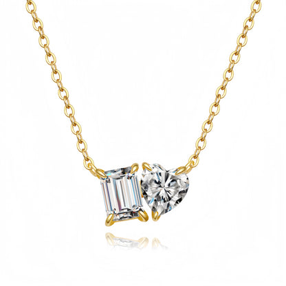 Starlight Love Dual 14K Gold Moissanite Necklace