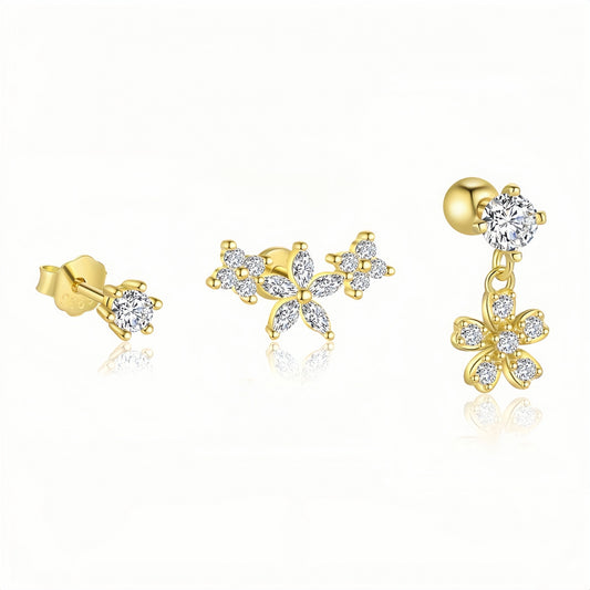 Eternal Blossom Ear Stack Set 18K Gold Earrings